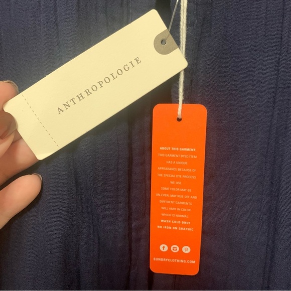 ANTHROPOLOGIE Sundry Boho Tunic Dress Navy Blue Size Medium New NWT - Picture 13 of 16